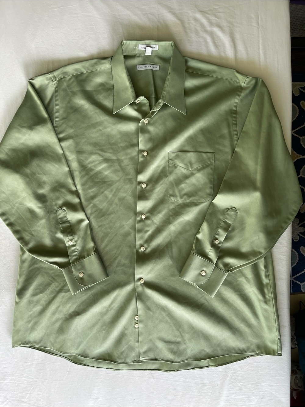 Geoffrey Beene Light Green Mens Dress Shirt